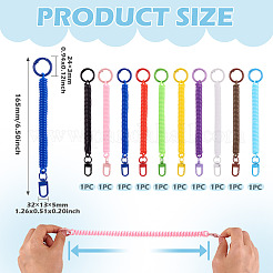 10 porte-clés à ressort rétractable en spirale en plastique&nbsp;KEYC-TA0001-84