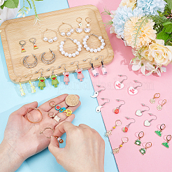 4 комплект серег-колец из сплава и смолы для женщин EJEW-UN0002-79