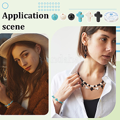 Наборы для самостоятельного изготовления круглых и крестообразных браслетов из синтетической бирюзы DIY-NB0012-31