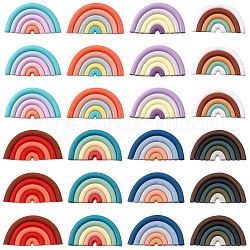 Chgcraft 24 pièces 8 couleurs cabochons arc-en-ciel en argile polymère faits à la main, demi-rond/demi-cercle, couleur mixte, 21.5x41.5~43x3.5~4mm, 3 pcs / couleur