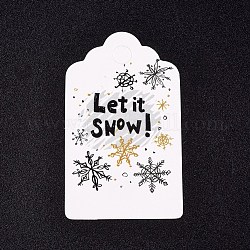 Бумажные подарочные бирки, хэндж теги, для декоративно-прикладного искусства, на Рождество, со словом пусть это снег и снежинка, белые, 50x30x0.3 мм, отверстие : 5 мм
