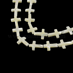Croix coquillage trochid naturel / brins de perles de coquillage trochus, 18x13~14x3.5mm, Trou: 1mm, Environ 22 pcs/chapelet, 15.7 pouce