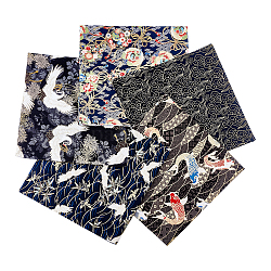 Tissu en coton à fleurs, pour patchwork, couture de tissu au patchwork, noir, 48x48 cm, 5 feuille / ensemble