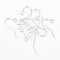 アイアン製ピアスフック  耳ワイヤー  水平ループ付き  銀色のメッキ  鉛フリーとニッケルフリー  サイズ：約17mm長  12 mm幅