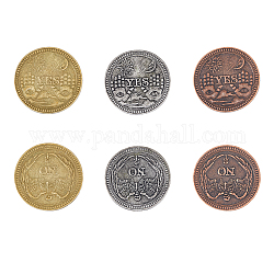 Dicosmetic 6 шт. 3 цвета тибетский стиль сплав монеты вызов, да/нет монета лица, принимающего решения, Памятная монета в стиле ретро с изображением солнца, луны и черепа, разноцветные, 36x2 мм, 2 шт / цвет