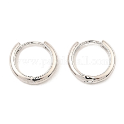 Brass Huggie Hoop Earrings, Platinum, 15x16x3mm