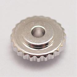 Perline di distanziatore in ottone, rotondo e piatto, platino, 6x2mm, Foro: 1 mm