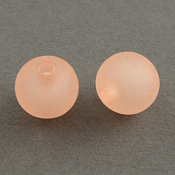 Frosted Acrylic Beads, Bead in Bead, Round, Light Salmon, 19~20mm, Hole: 3mm, about 115pcs/500g