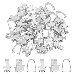 UNICRAFTALE 50pcs Stainless Steel Snap on Bails Pinch Bails with Star Shape 15x11mm Snap on Bails Pendant Connectors for Jewlery Making