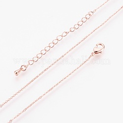 Латунные кабельные цепи ожерелья, с застежкой омар коготь, розовое золото , 17.51 дюйм (44.5 см)