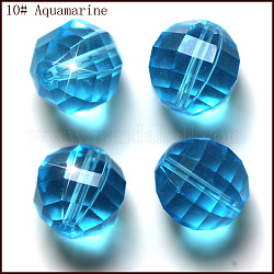 Imitazione branelli di cristallo austriaco, grado aaa, sfaccettato, tondo, cielo blu profondo, 10mm, Foro: 0.9~1 mm