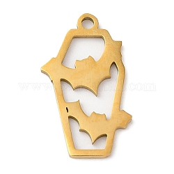 Halloween 201 pendenti in acciaio inox, bara con fascino di pipistrello, oro, 19x12x1mm, Foro: 1.5 mm