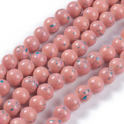Fili di perle di vetro verniciate opache da forno, tondo, salmone, 8~8.5mm, Foro: 1.5 mm, circa 100pcs/filo, 31.1 pollice (79 cm)
