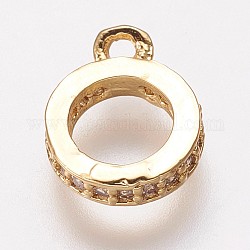 Bails de tube de zircone cubique en laiton, cautions en boucle, Perles renflouer , anneau, clair, or, 10x7.5x1.5mm, Trou: 1mm