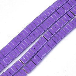 Немагнитные синтетические гематитовые многожильные связи, окрашенные распылением, несущие бусины с двумя отверстиями, для изготовления эластичных браслетов, прямоугольные, синий фиолетовый, 2x5x2 мм, отверстие : 0.6 мм, около 170 шт / нитка, 15.9 дюйм