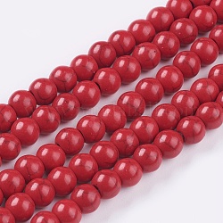 Filo di perline turchesi sintetici, tinto, tondo, cremisi, 6mm, Foro: 1.2 mm, circa 67pcs/filo, 15.75 pollice