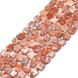 Natürliche sunstone Perlen Stränge, Viereck, 10x10x5 mm, Bohrung: 1 mm, ca. 35 Stk. / Strang, 15.55 Zoll (39.5 cm)