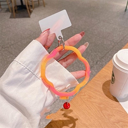 Cordón de teléfono con lazo de trébol de silicona, correa para la muñeca con soporte para llavero de plástico y aleación, naranja, trébol: 10x10cm