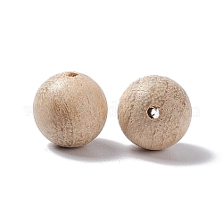 Round Wood Beads, Lead Free, Undyed, Blanched Almond, 10.5mm, Hole: 1.8mm