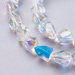 Perle di cristallo austriache imitazione di vetro, triangolo sfaccettato, chiaro ab, 6x6x7.5mm, Foro: 1 mm