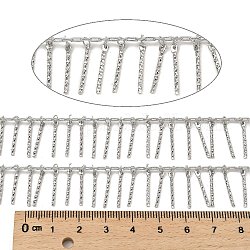 Gestellplattierung Messing-Gliederketten, langlebig plattiert, gelötet, mit Spule, Platin Farbe, Bar: 15x2x1 mm, ca. 32.81 Fuß (10m)/Rolle