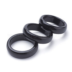 Natural Agate Rings, Black, Size 8(18mm)