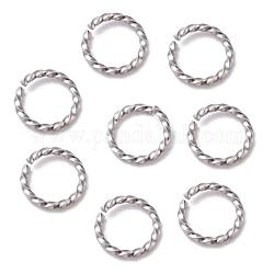 304 Stainless Steel Jump Rings, Open Jump Rings, Twisted, Stainless Steel Color, 18 Gauge, 8x1mm, Inner Diameter: 6mm