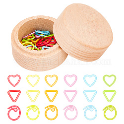 GOMAKERER 36 Pcs Metal Stitch Markers, 3 Styles Alloy Crochet Markers Locking Stitch Marker with Wooden Storage Box for DIY Crafts Project Sewing Accessories