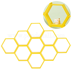 Деревянная витрина, шестиугольник, желтые, 10x11.5x3.55 см, Внутренний диаметр: 9.1x10.35 cm