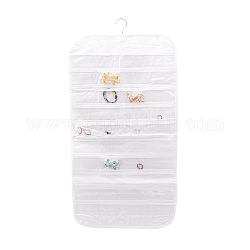 Borse da esposizione appese per gioielli in tessuto non tessuto, borse portaoggetti armadio a muro, con gancio rotante e griglie in pvc trasparente 80, bianco, 85x43x0.15cm