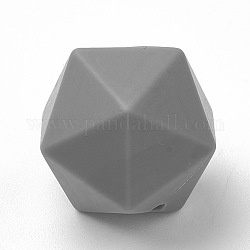 Perlas de silicona ecológicas de grado alimenticio, masticar cuentas para mordedores, diy collares de enfermería haciendo, icosaedro, gris, 16.5x16.5x16.5mm, agujero: 2 mm