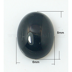 Cabochons de ágata negro naturales, oval, 8x6x3mm