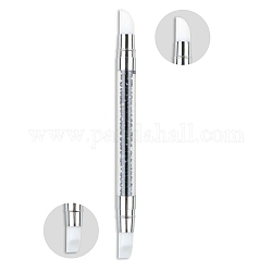 Doppelkopf-Nagelkunstskulptur-Stiftpinsel, Weiches Silikon Carving Handwerk Politur, Punktierungswerkzeuge, mit Kunststoffgriff, Schwarz, 131x10 mm