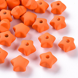 Abalorios de acrílico, estilo de goma, medio-perforado, estrella, naranja oscuro, 16x17x11mm, agujero: 3.5 mm