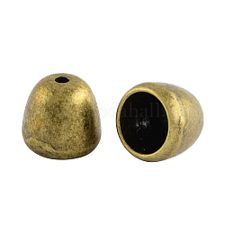 Tibetan Style Alloy Cord Ends, End Caps, Cadmium Free & Nickel Free & Lead Free, Antique Bronze, 9x8.5mm, Hole: 1.5mm