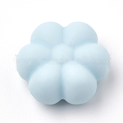Perle di silicone ecologiche per uso alimentare, masticare perline per i denti, fare collane fai-da-te fai-da-te, flowerr, azzurro, 14x13x6mm, Foro: 2 mm