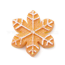 Cabochons décodés biscuits imitation plastique & résine opaque de Noël, Sandy Brown, flocon de neige, 24.5x22x4mm