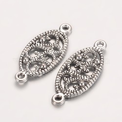 Tibetan Style Links connectors, Oval, Antique Silver, Lead Free and Cadmium Free and Nickel Free, 27x11.5x1.5mm, Hole: 1.5mm
