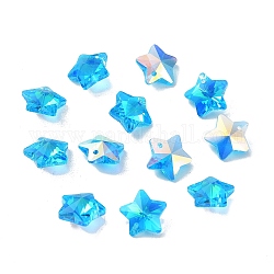 Glas Anhänger / charms, facettierten Stern, Deep-Sky-blau, 13x13.5x7 mm, Bohrung: 1.2 mm