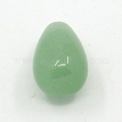 Natural Green Aventurine Beads, Half Drilled Hole, Teardrop, Light Green, 14x10mm, Hole: 1mm