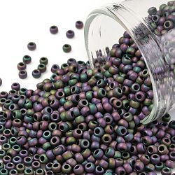 Toho perles de rocaille rondes, Perles de rocaille japonais, (709) couleur mate iris violet, 11/0, 2.2mm, Trou: 0.8mm, à propos 1110pcs / bouteille, 10 g / bouteille