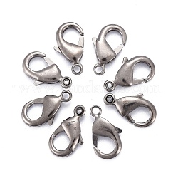 Brass Lobster Claw Clasps, Parrot Trigger Clasps, Nickel Free, Gunmetal, about 15mm long, 8mm wide, 3mm thick, hole: 2mm