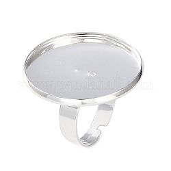 調整可能201ステンレススチール製指輪パーツ  パッドリングベースパーツ  フラットラウンド  銀  サイズ7  17~17.5mm  トレイ：25mm。