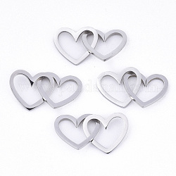 201 Stainless Steel Linking Rings, Quick Link Connectors, Laser Cut, Heart, Stainless Steel Color, 11x12x1mm, Inner Diameter: 5x10mm, about 2pcs/set
