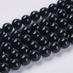 Natural Black Onyx Beads Strands, Dyed, Round, 6mm, Hole: 1mm