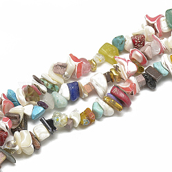Chapelets de perles en pierre précieuse naturelle et synthétique, puce, 8~30x7~17x2~12mm, Trou: 1mm, Environ 110~150 pcs/chapelet, 31.4 pouce