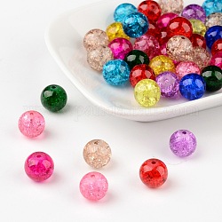 Perles de verre mixtes craquelées, ronde, 10mm, Trou: 1.3~1.6mm