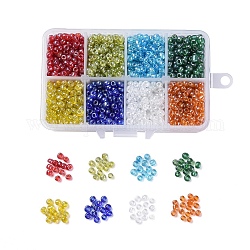 6/0 Round Glass Seed Beads, Transparent Colours Lustered, Round Hole, Mixed Color, 6/0, 4mm, Hole: 1.5mm, 8colors, 23g/color, 184g/box