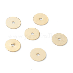 304 Stainless Steel Spacer Beads, Disc, Real 24K Gold Plated, 6x0.3mm, Hole: 1mm