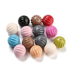 Perles en plastique ABS peintes au four, citrouille, couleur mixte, 16mm, Trou: 2mm